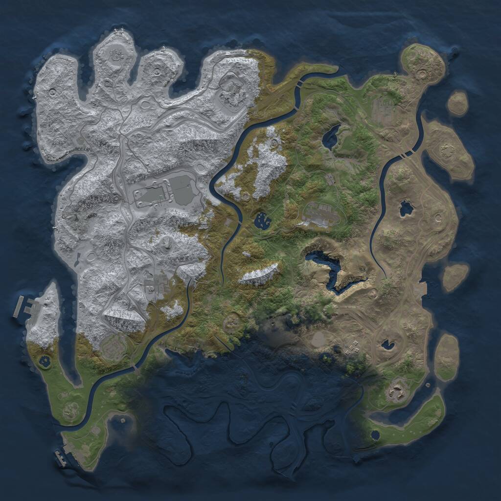 Rust Map: Procedural Map, Size: 4500, Seed: 136, 16 Monuments