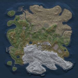 Thumbnail Rust Map: Procedural Map, Size: 3700, Seed: 1677831222, 15 Monuments