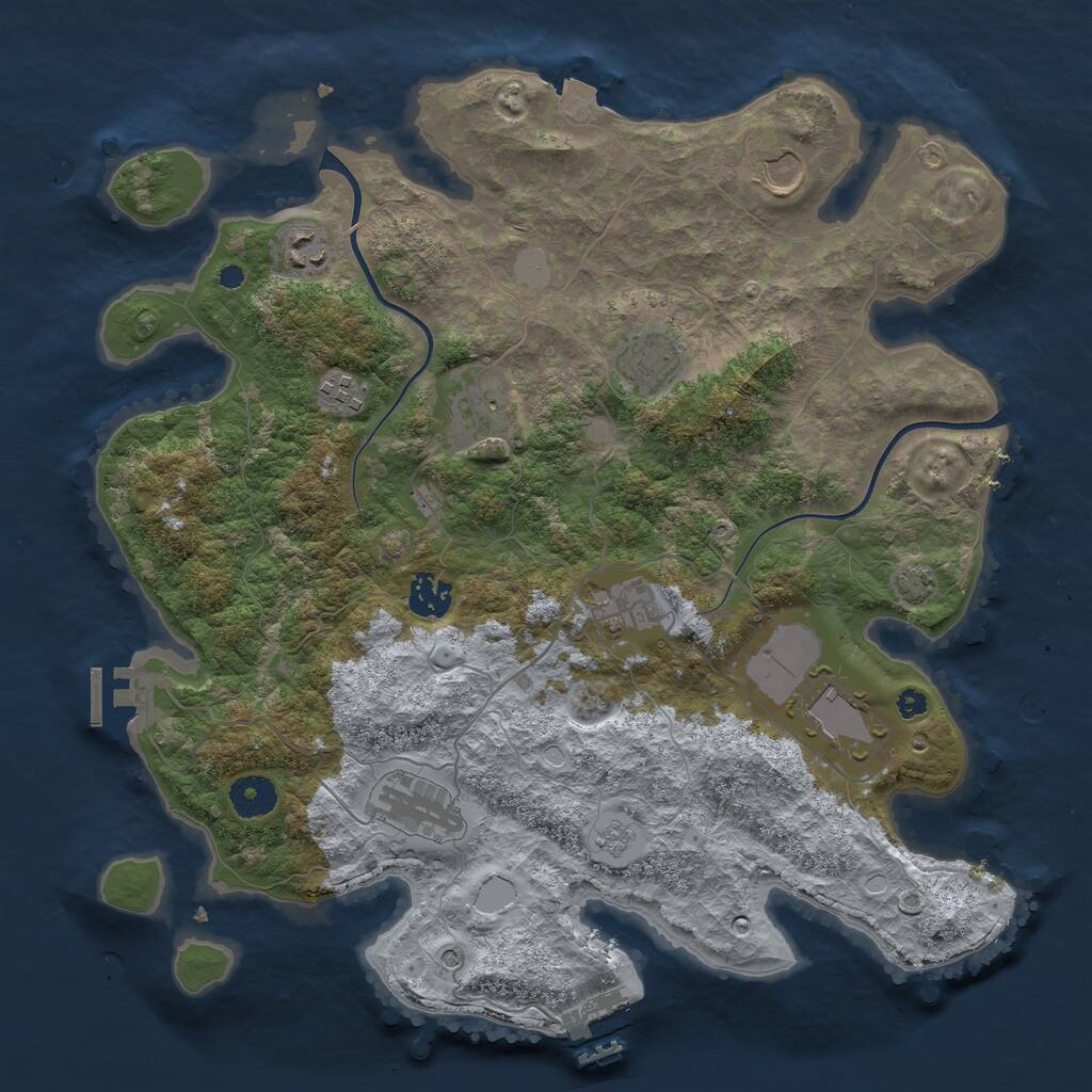 Rust Map: Procedural Map, Size: 3700, Seed: 1677831222, 15 Monuments