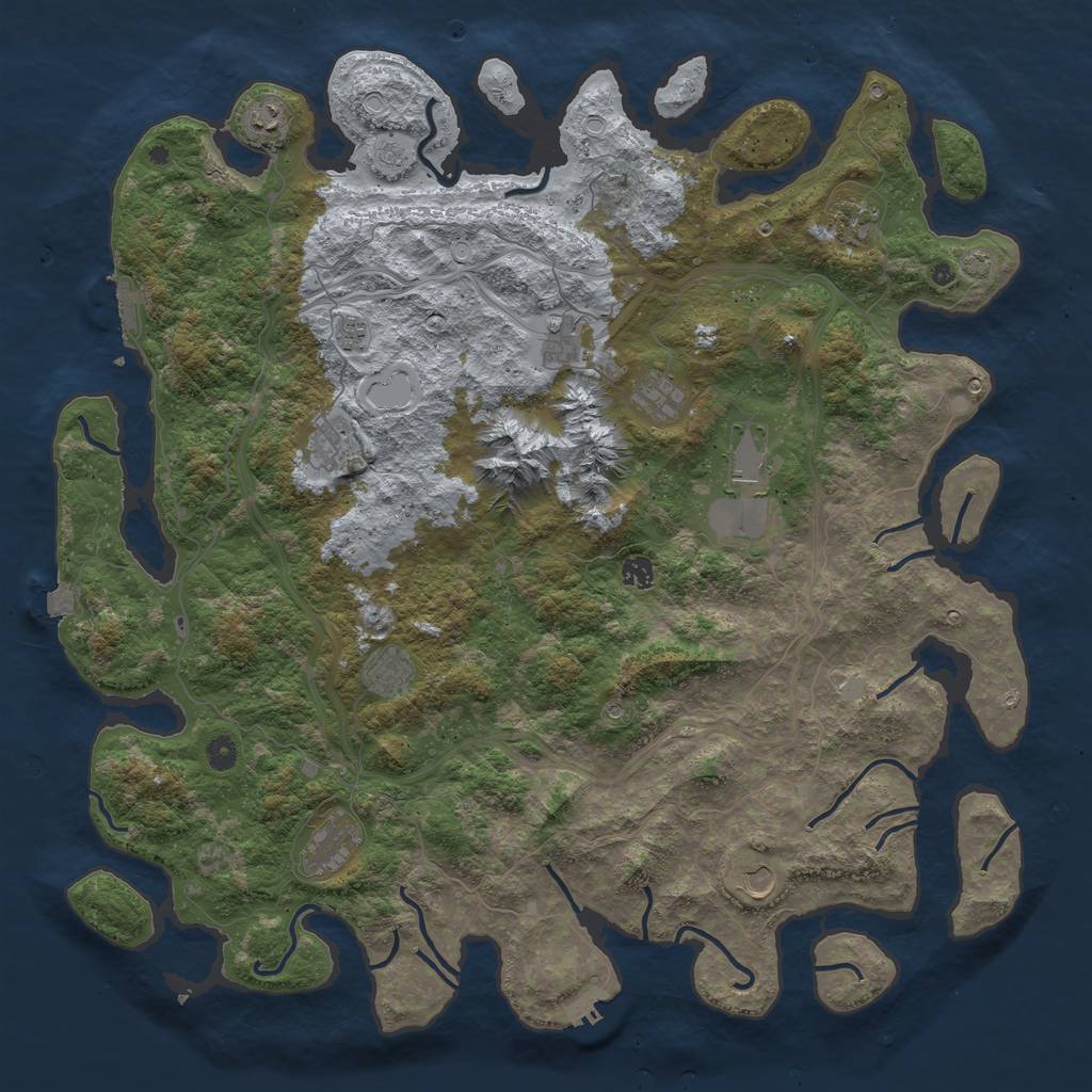 Rust Map: Procedural Map, Size: 5000, Seed: 335042125, 19 Monuments