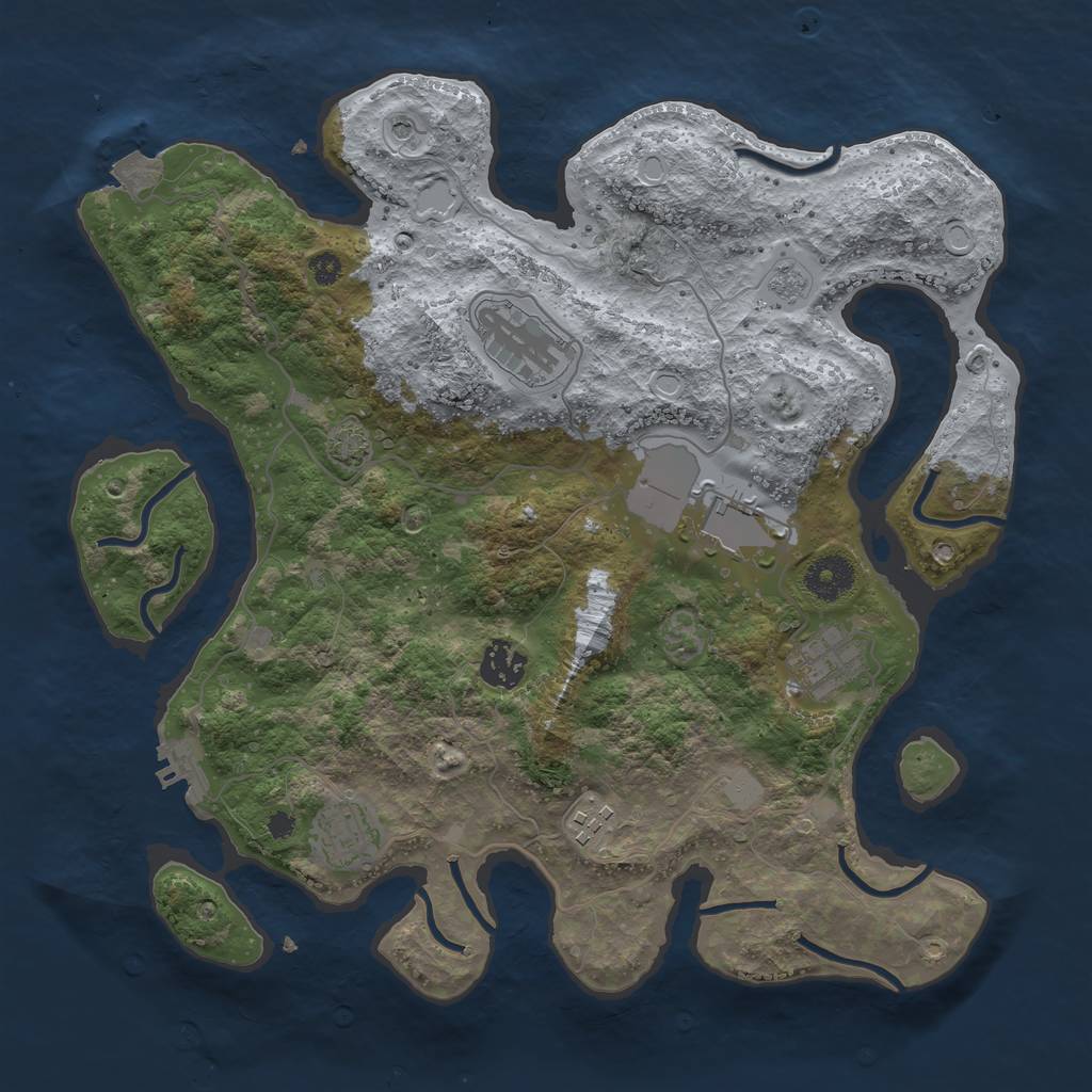 Rust Map: Procedural Map, Size: 3500, Seed: 108674069, 13 Monuments