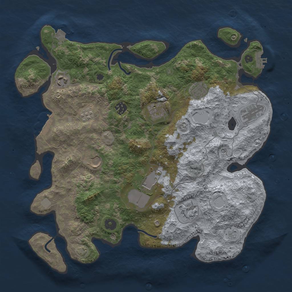 Rust Map: Procedural Map, Size: 3700, Seed: 1937682170, 17 Monuments