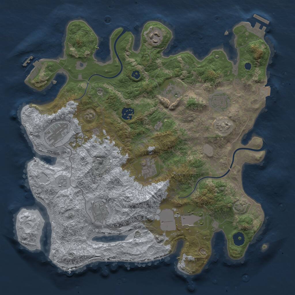 Rust Map: Procedural Map, Size: 3500, Seed: 2005889364, 14 Monuments