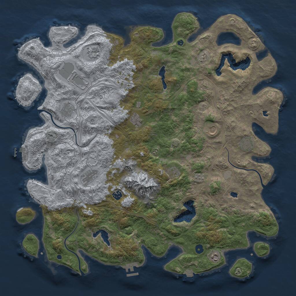 Rust Map: Procedural Map, Size: 5000, Seed: 115252400, 17 Monuments