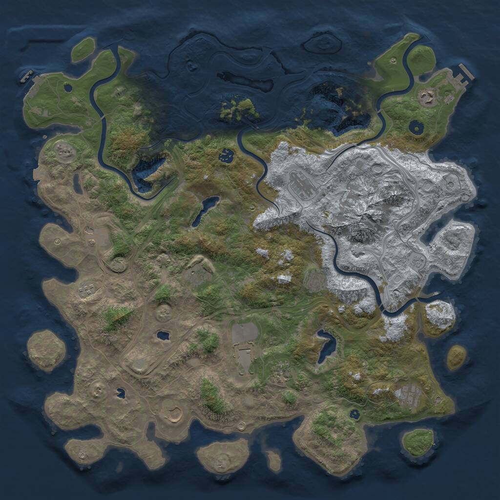 Rust Map: Procedural Map, Size: 5000, Seed: 738256445, 17 Monuments