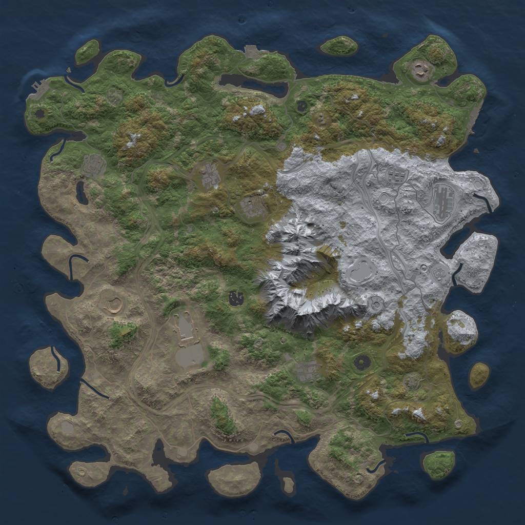 Rust Map: Procedural Map, Size: 5000, Seed: 738256445, 18 Monuments