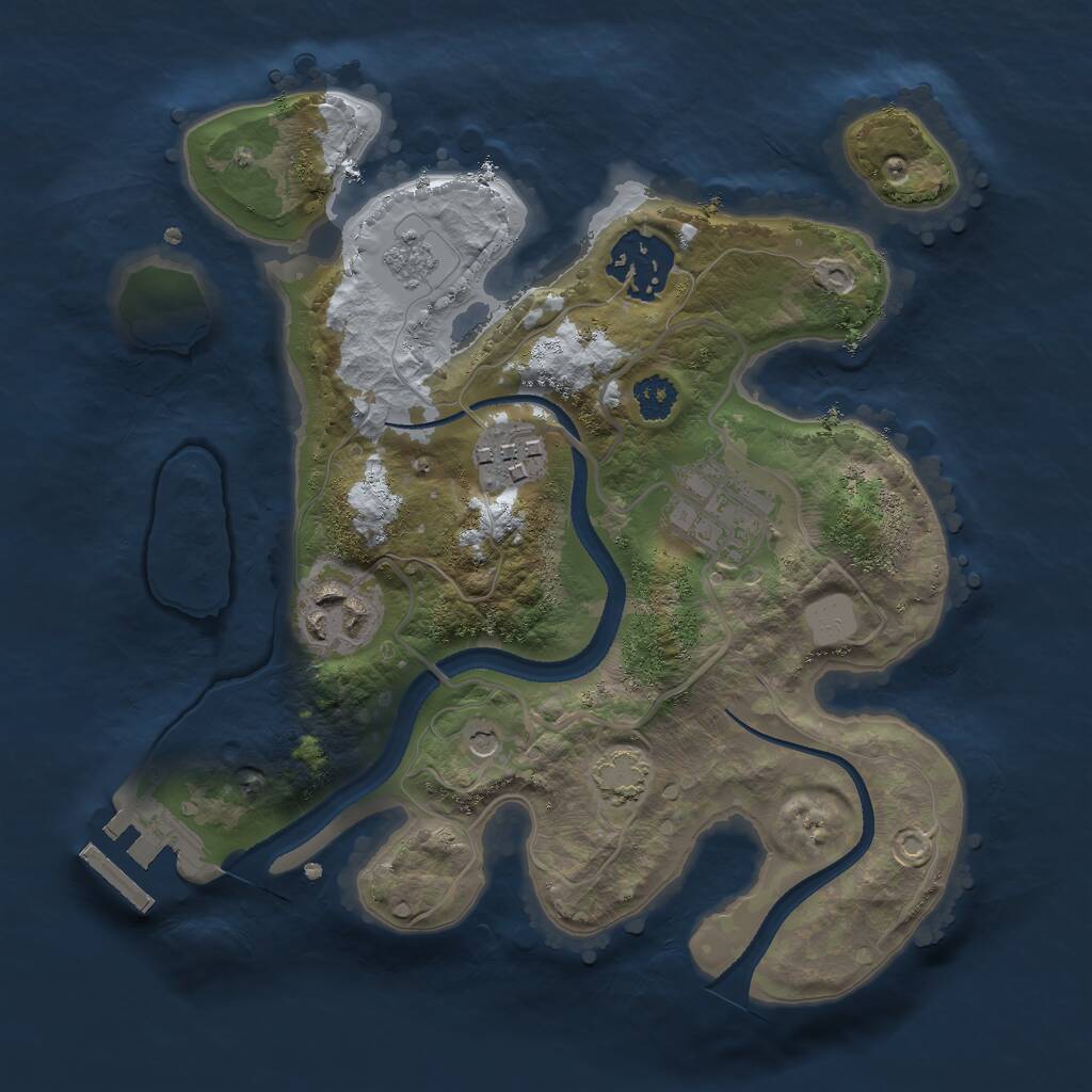 Rust Map: Procedural Map, Size: 2500, Seed: 376743521, 9 Monuments