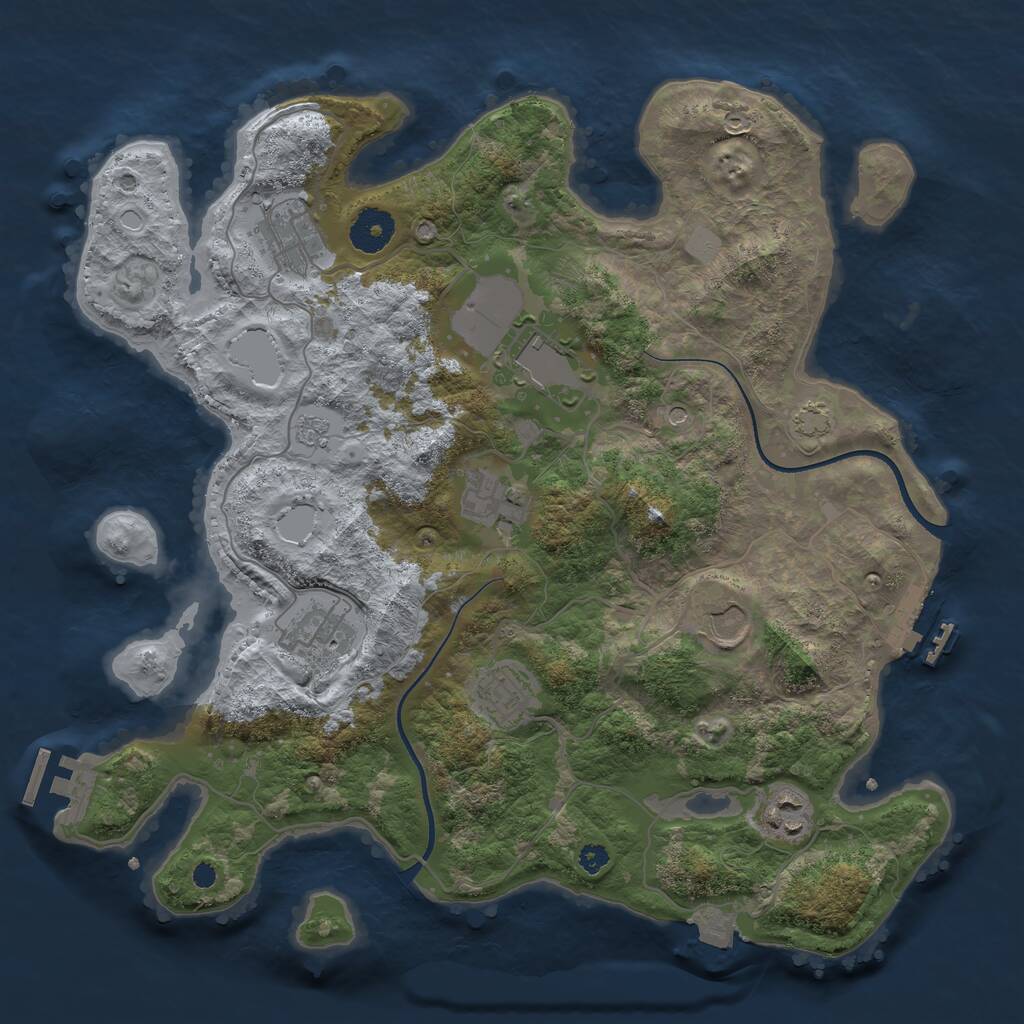 Rust Map: Procedural Map, Size: 3500, Seed: 351504208, 13 Monuments