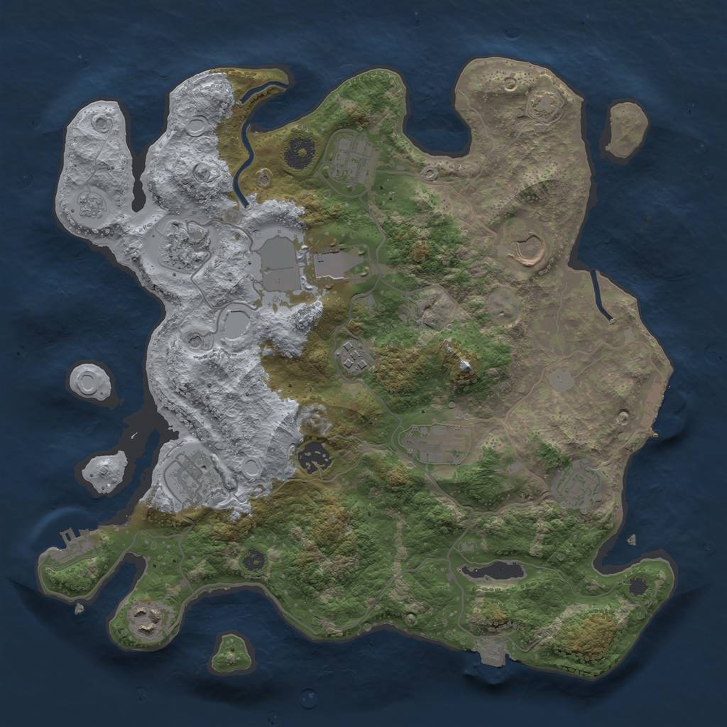 Rust Map: Procedural Map, Size: 3500, Seed: 351504208, 18 Monuments