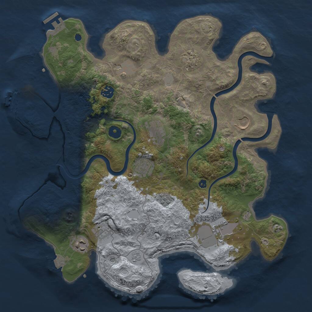 Rust Map: Procedural Map, Size: 3700, Seed: 613481153, 16 Monuments