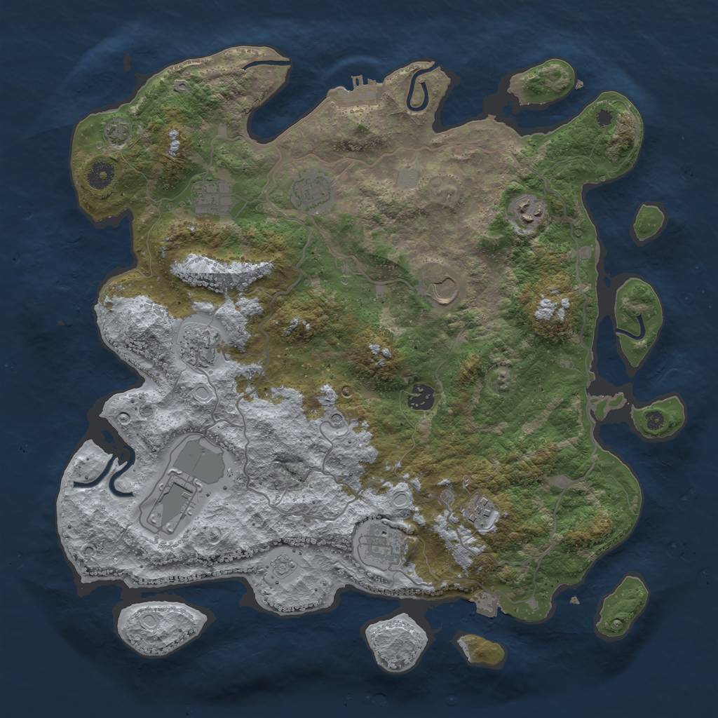 Rust Map: Procedural Map, Size: 4000, Seed: 1565678, 16 Monuments