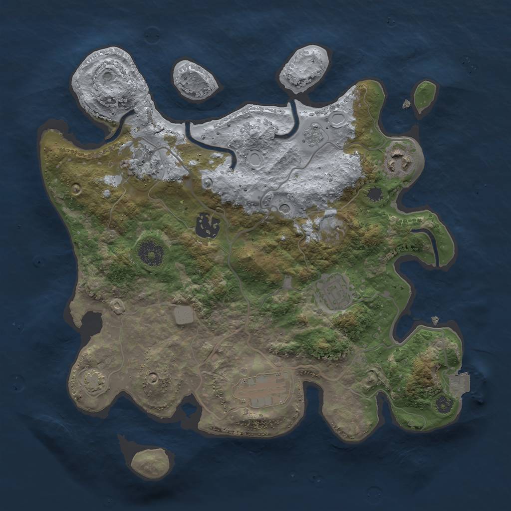 Rust Map: Procedural Map, Size: 3000, Seed: 2121587943, 11 Monuments