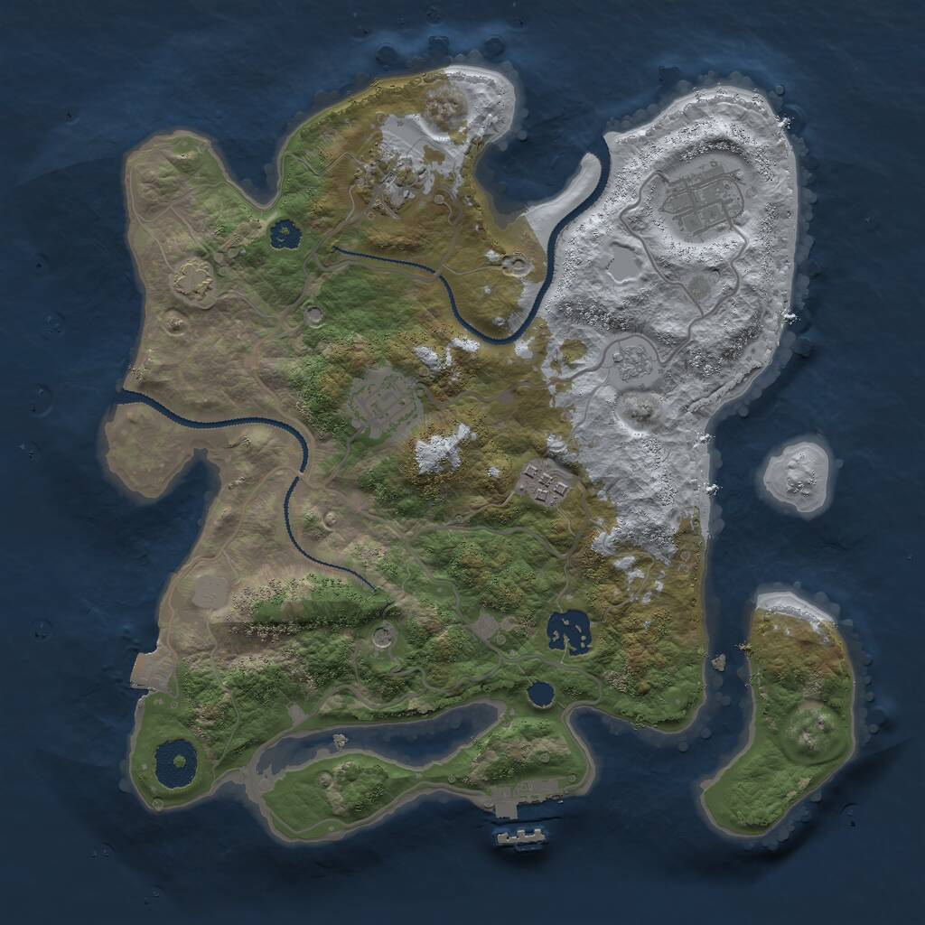 Rust Map: Procedural Map, Size: 3000, Seed: 29311, 10 Monuments