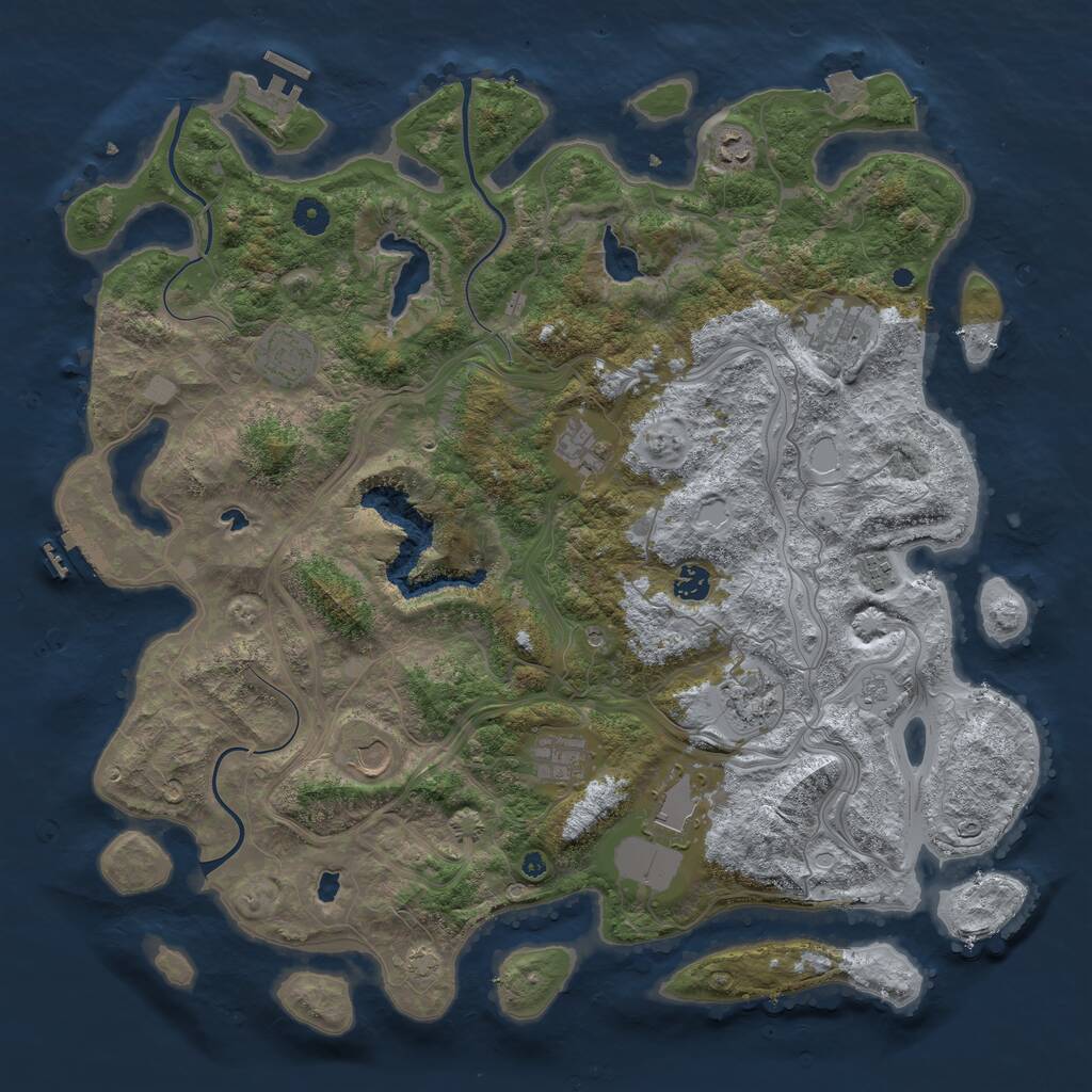 Rust Map: Procedural Map, Size: 4500, Seed: 1531260407, 16 Monuments