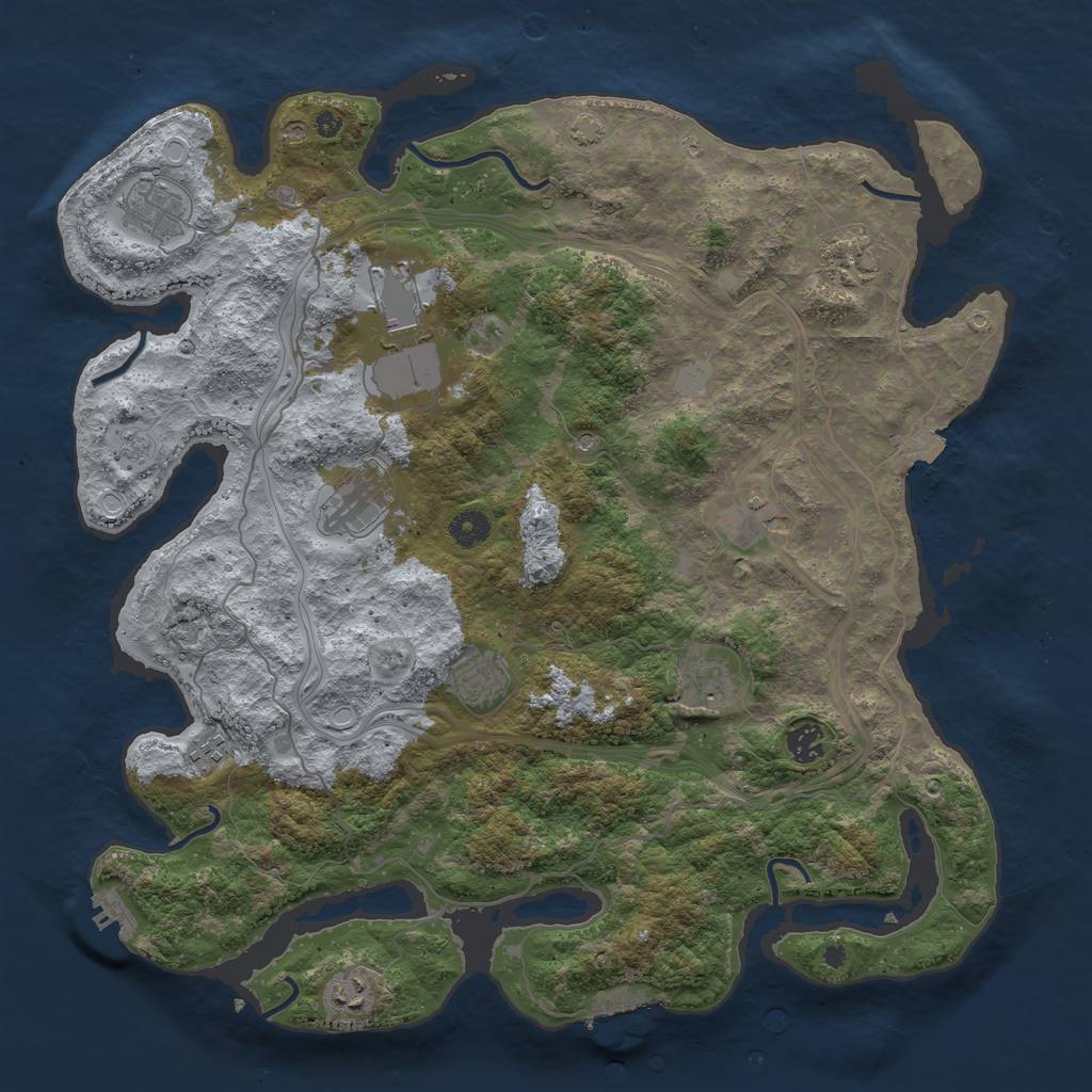 Rust Map: Procedural Map, Size: 4250, Seed: 1500074073, 18 Monuments