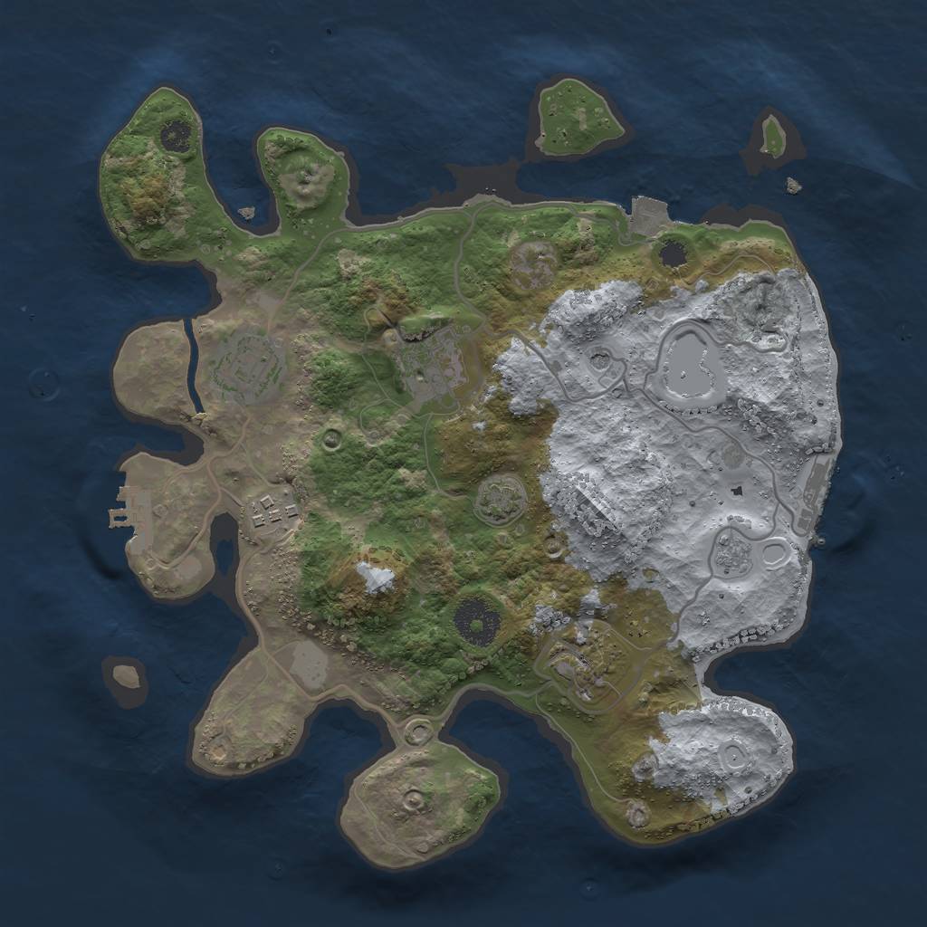 Rust Map: Procedural Map, Size: 3000, Seed: 554264765, 12 Monuments