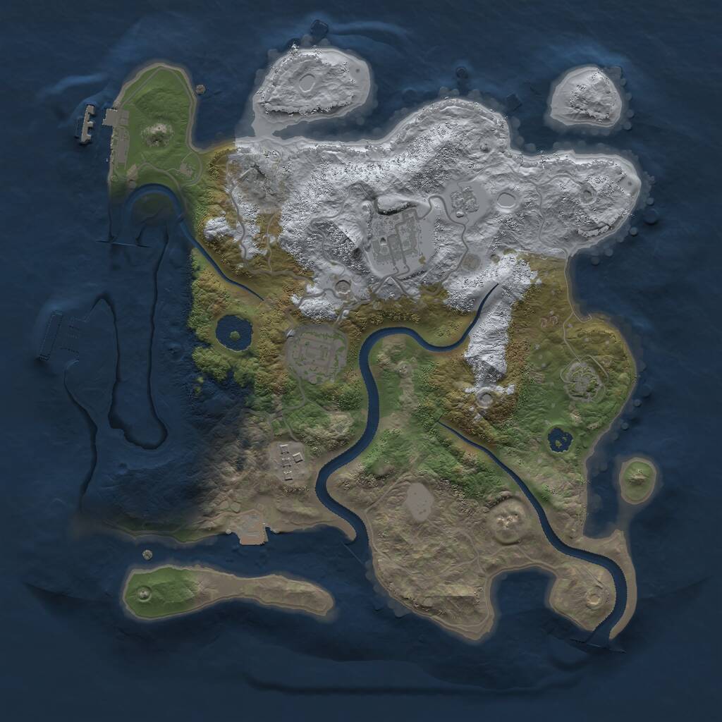 Rust Map: Procedural Map, Size: 3000, Seed: 774744594, 9 Monuments