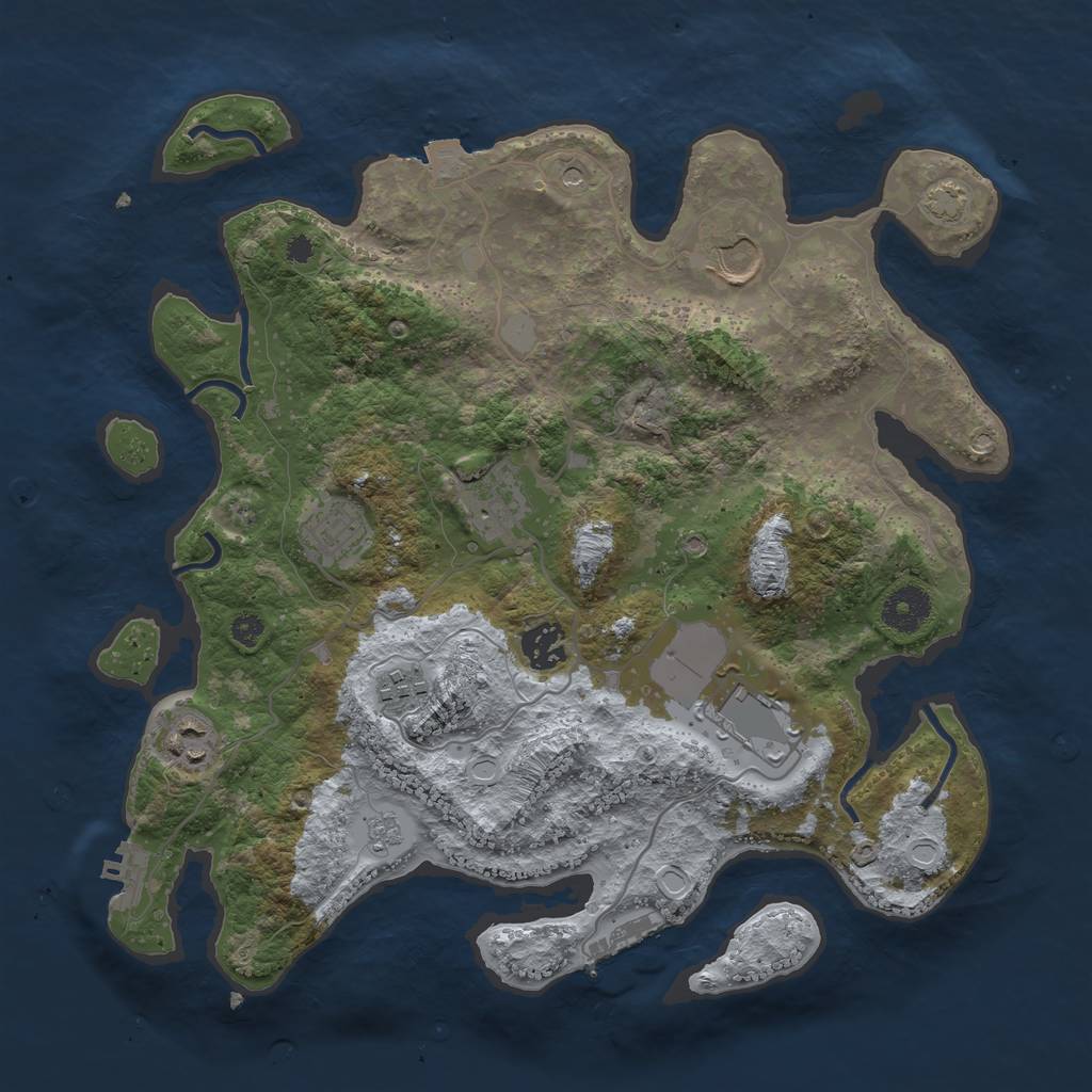 Rust Map: Procedural Map, Size: 3500, Seed: 475214617, 15 Monuments
