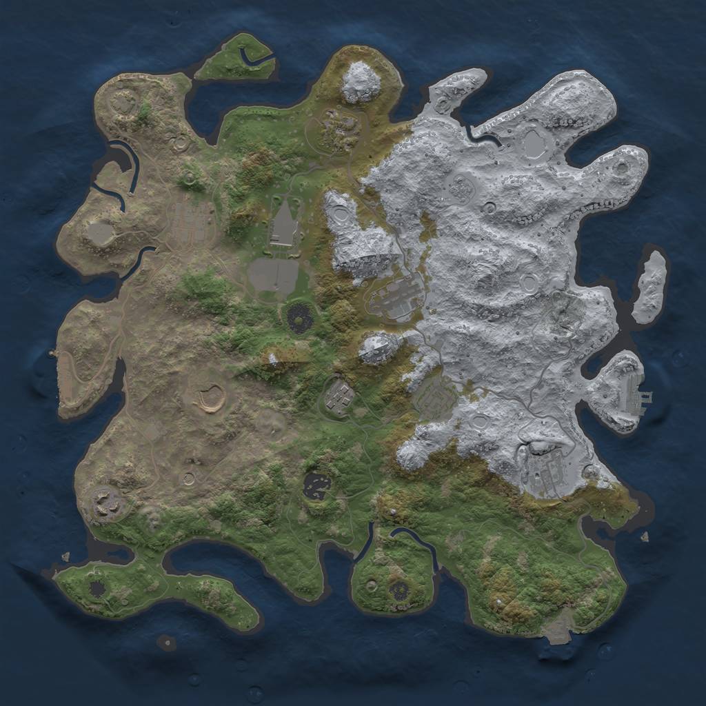 Rust Map: Procedural Map, Size: 3800, Seed: 572476950, 18 Monuments