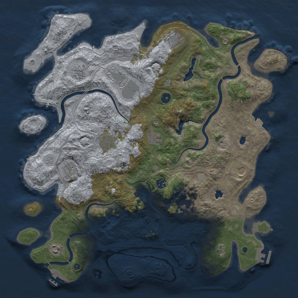 Rust Map: Procedural Map, Size: 4500, Seed: 83123, 17 Monuments