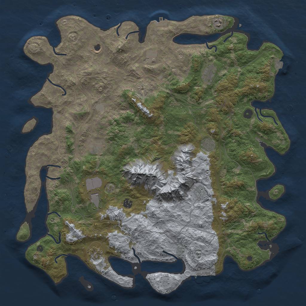 Rust Map: Procedural Map, Size: 5000, Seed: 767567657, 19 Monuments