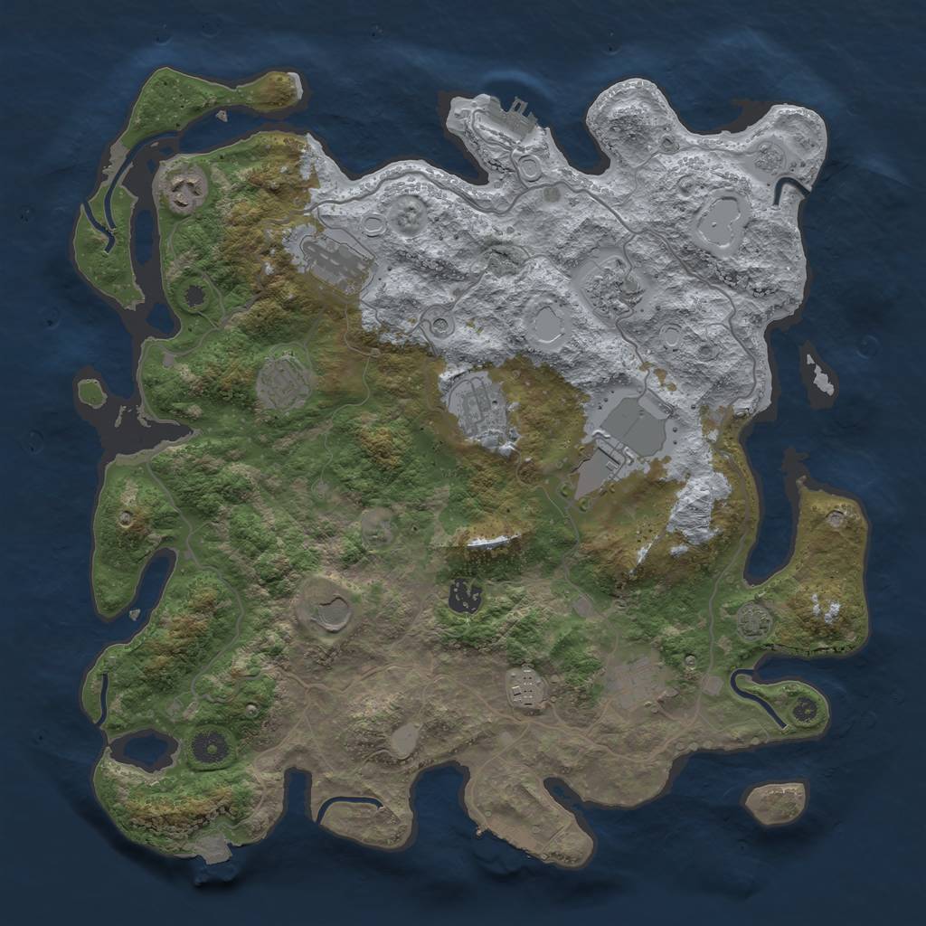 Rust Map: Procedural Map, Size: 4000, Seed: 1221, 18 Monuments