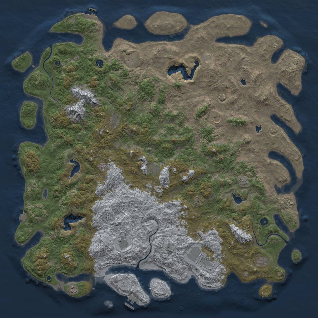 Rust Map: Procedural Map, Size: 6000, Seed: 485175462, 17 Monuments