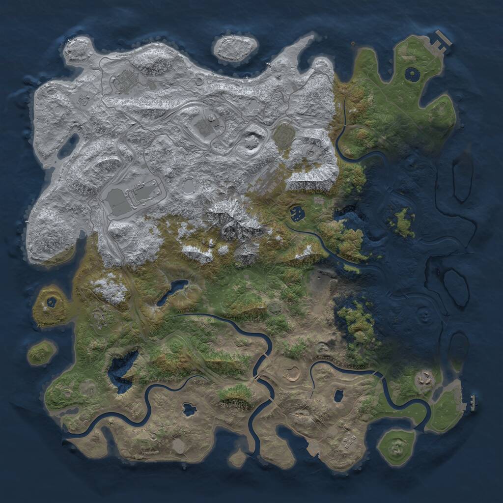 Rust Map: Procedural Map, Size: 5000, Seed: 930678923, 17 Monuments