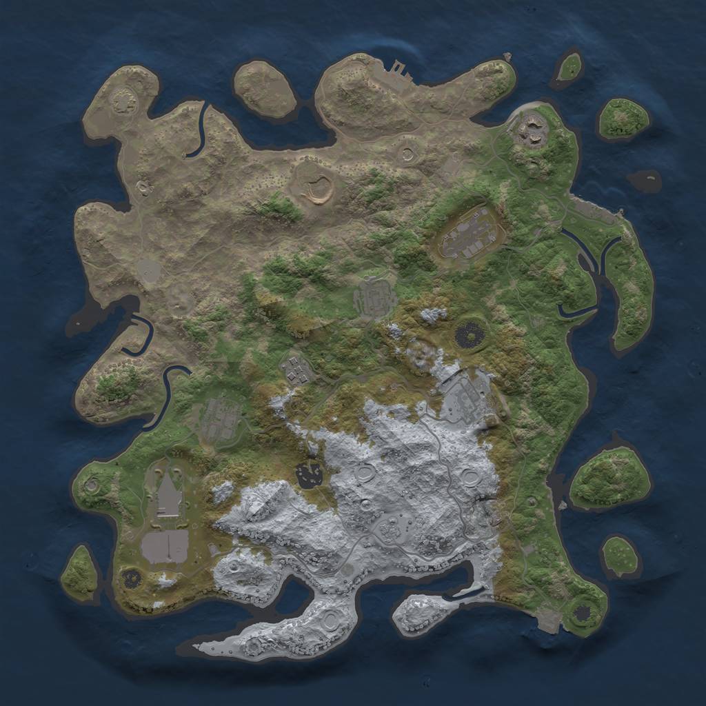 Rust Map: Procedural Map, Size: 3850, Seed: 48251979, 17 Monuments
