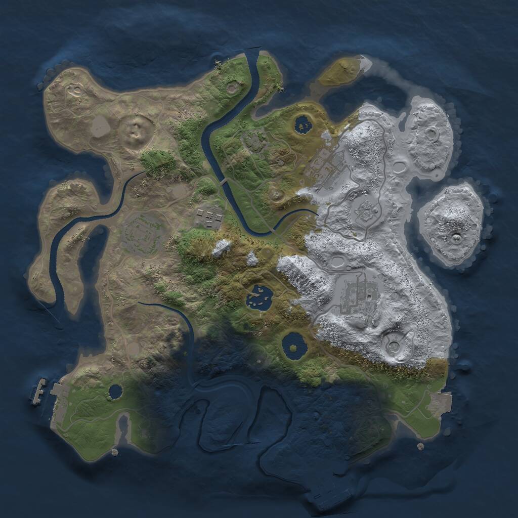 Rust Map: Procedural Map, Size: 3000, Seed: 1702070454, 11 Monuments