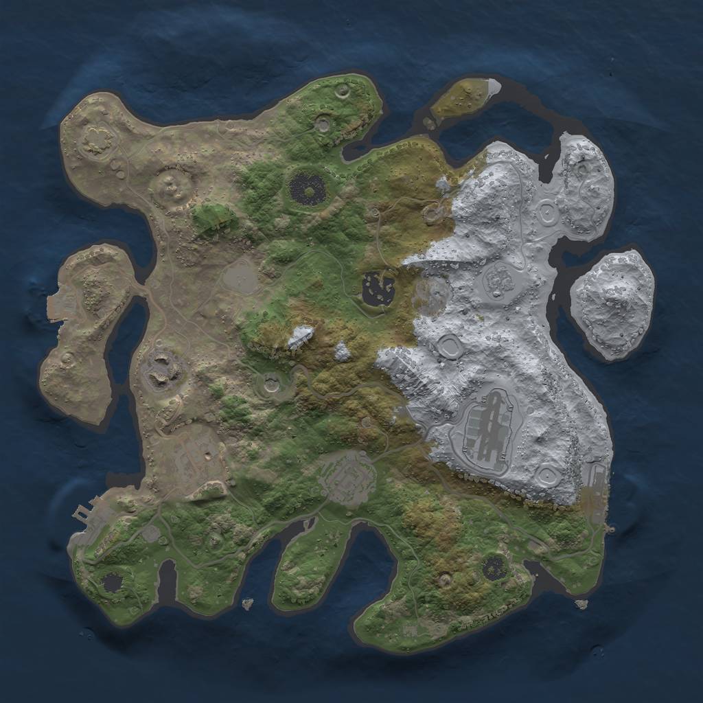Rust Map: Procedural Map, Size: 3000, Seed: 1702070454, 13 Monuments