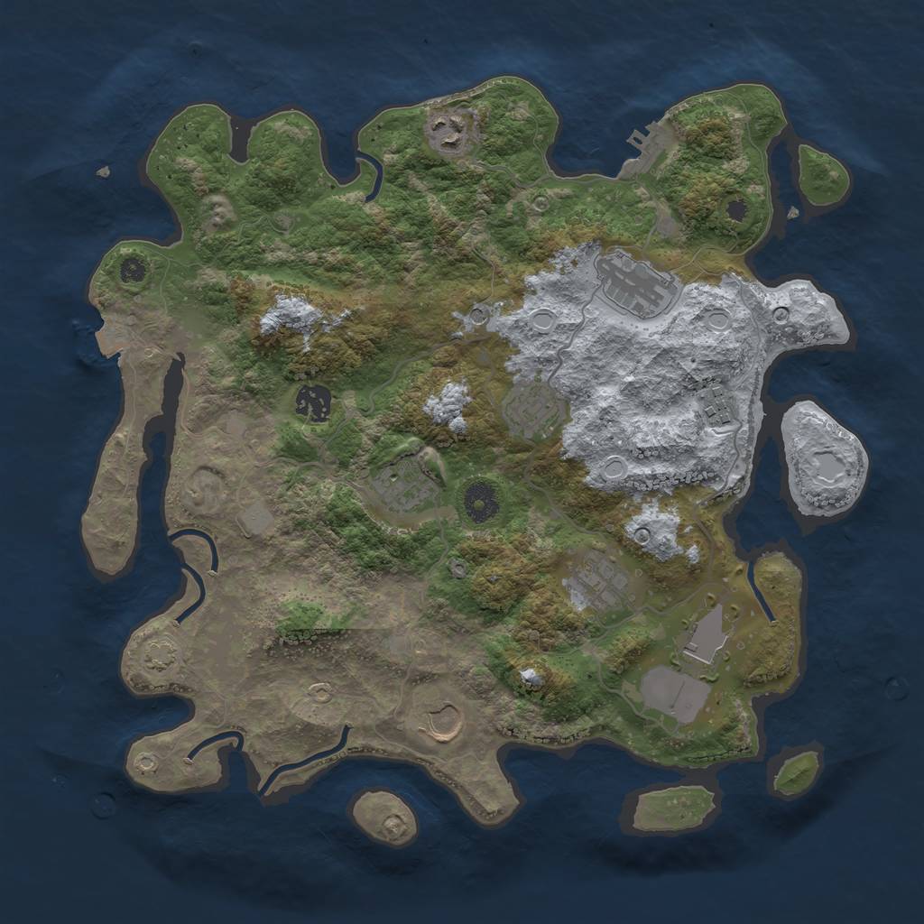 Rust Map: Procedural Map, Size: 3700, Seed: 1065492329, 15 Monuments
