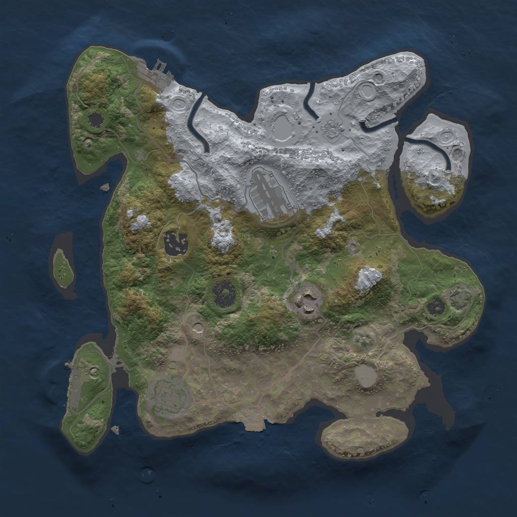 Rust Map: Procedural Map, Size: 3000, Seed: 791161022, 12 Monuments
