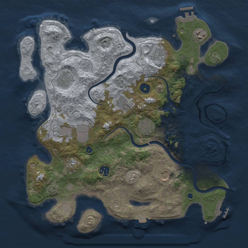 Rust Map: Procedural Map, Size: 3700, Seed: 587046812, 16 Monuments