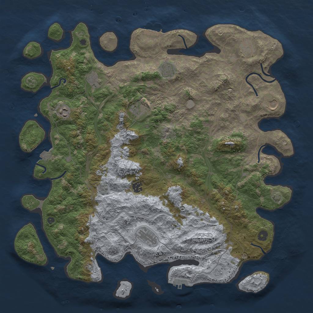 Rust Map: Procedural Map, Size: 4500, Seed: 1827947926, 17 Monuments