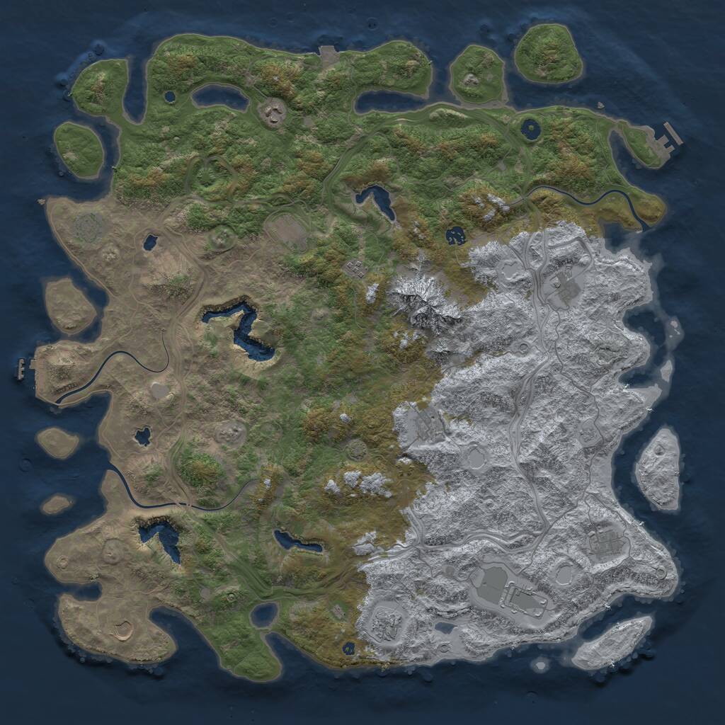 Rust Map: Procedural Map, Size: 5500, Seed: 632086724, 17 Monuments