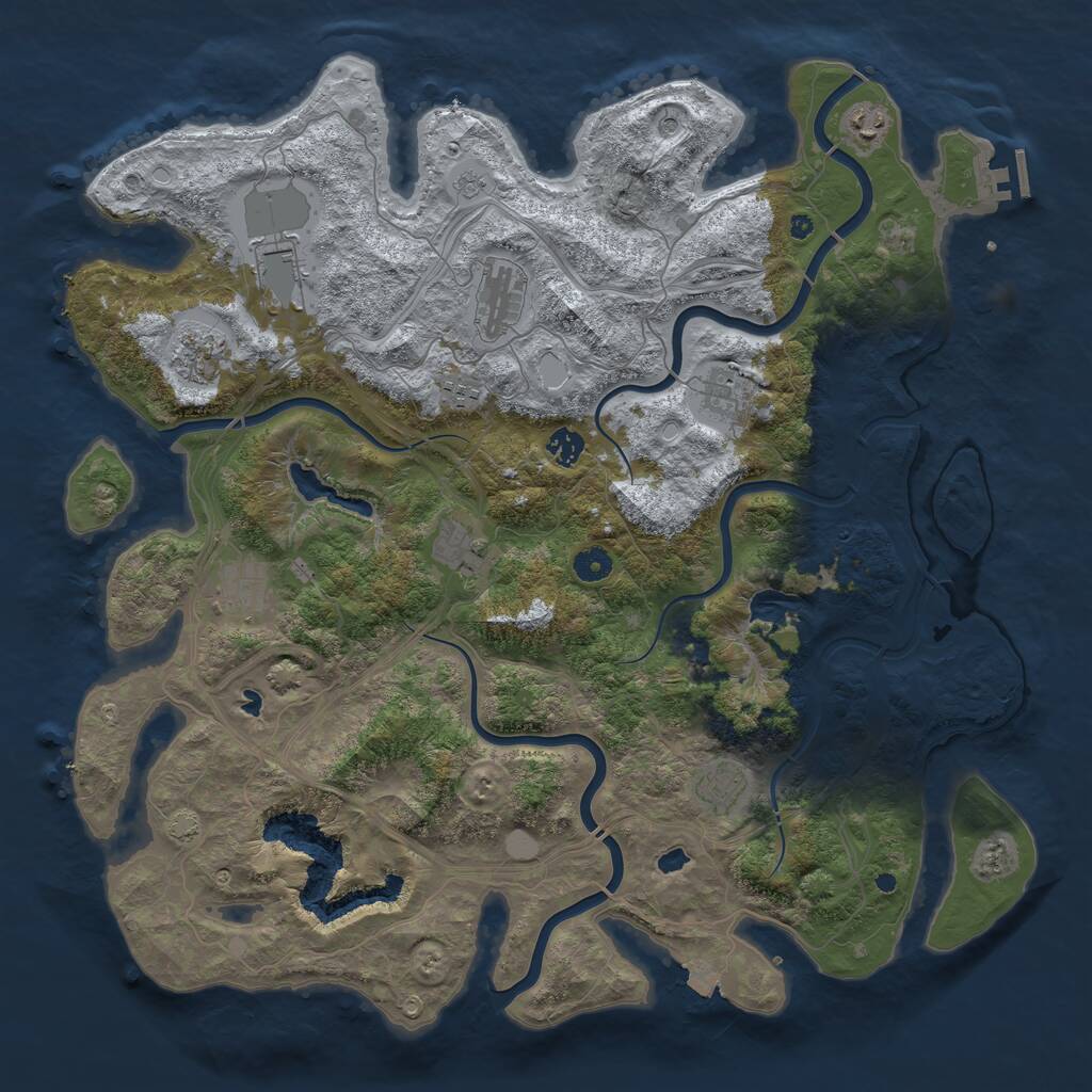 Rust Map: Procedural Map, Size: 4500, Seed: 1393065528, 15 Monuments