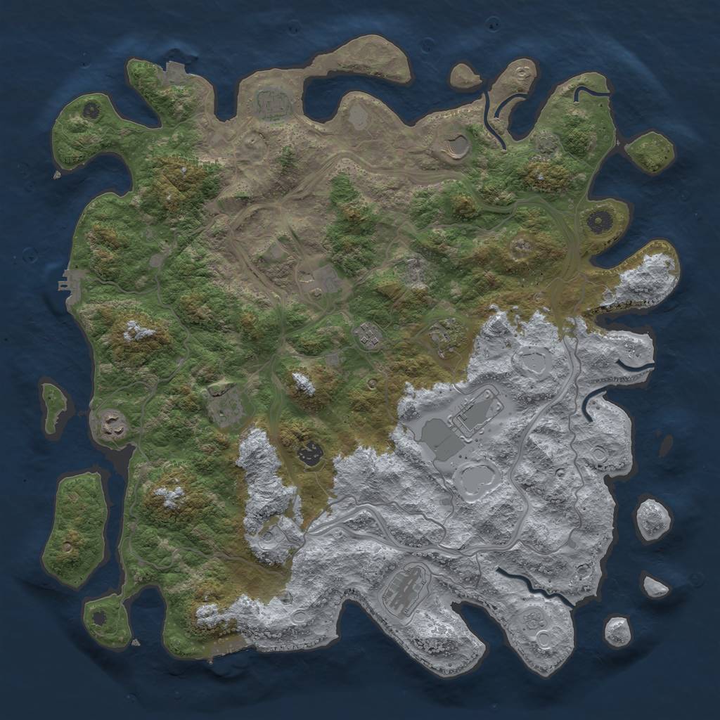 Rust Map: Procedural Map, Size: 4500, Seed: 58324, 18 Monuments