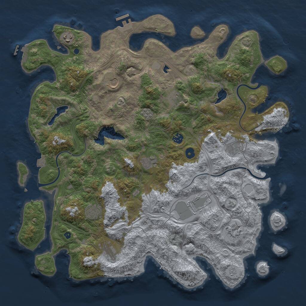 Rust Map: Procedural Map, Size: 4500, Seed: 58324, 17 Monuments