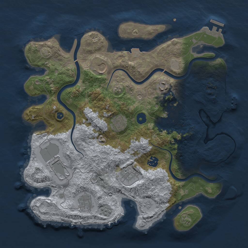 Rust Map: Procedural Map, Size: 3500, Seed: 1719277216, 15 Monuments