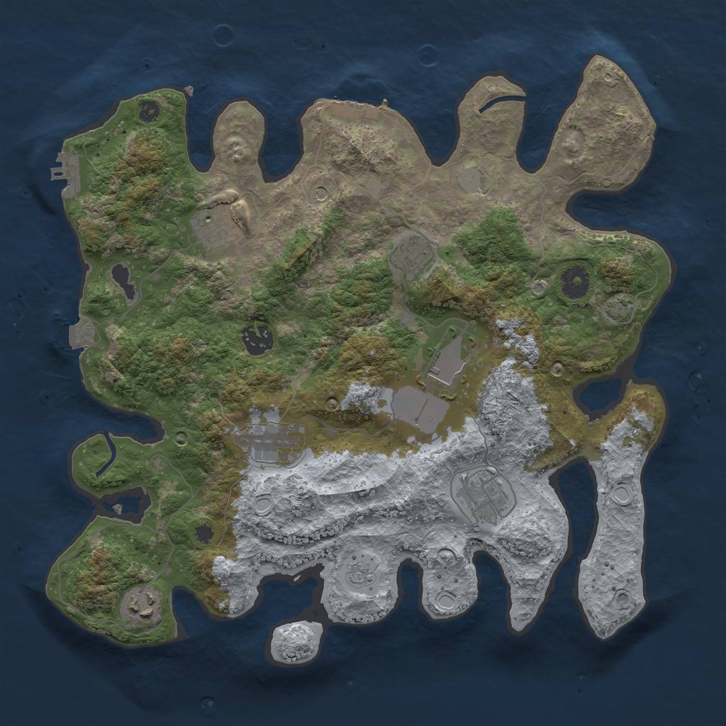 Rust Map: Procedural Map, Size: 3500, Seed: 117348593, 15 Monuments