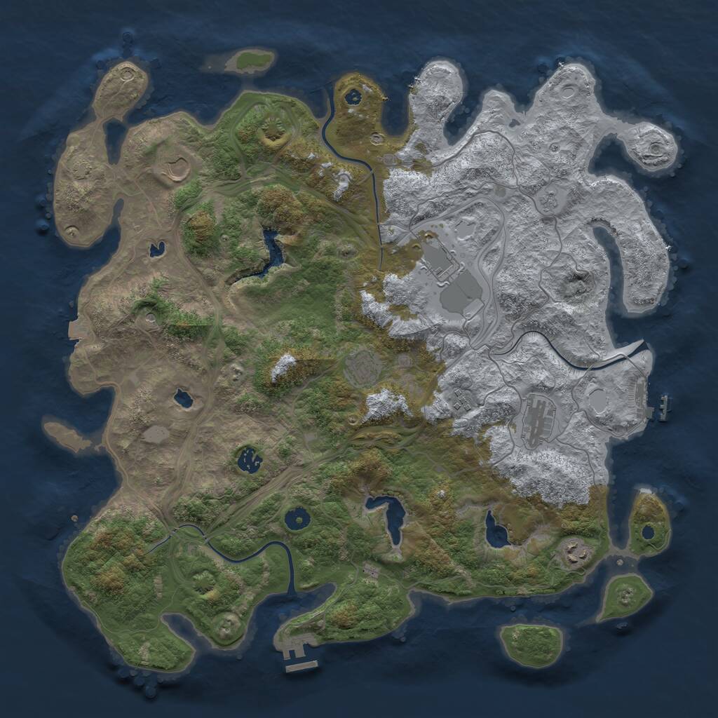 Rust Map: Procedural Map, Size: 4500, Seed: 1999215846, 13 Monuments