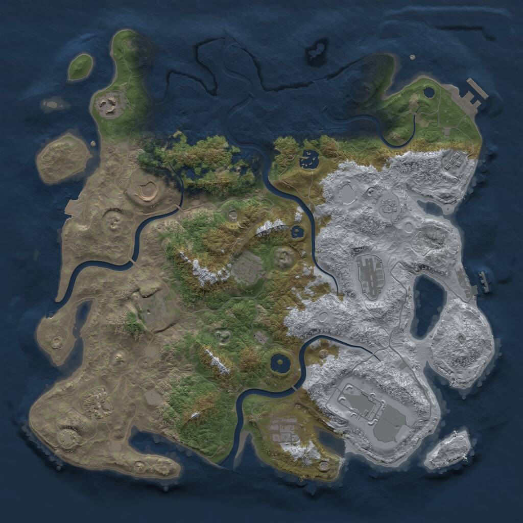 Rust Map: Procedural Map, Size: 3950, Seed: 1409257515, 16 Monuments