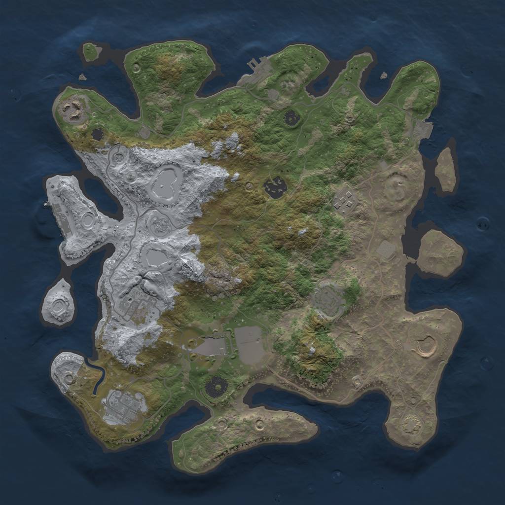 Rust Map: Procedural Map, Size: 3500, Seed: 769233678, 16 Monuments