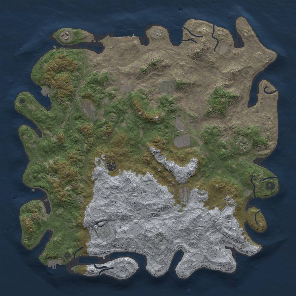 Rust Map: Procedural Map, Size: 4800, Seed: 1740917353, 18 Monuments