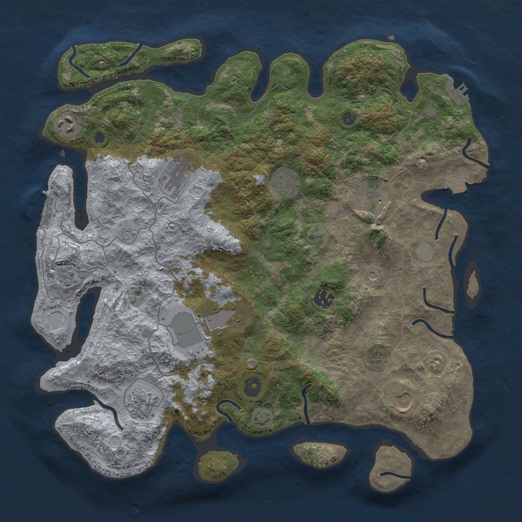 Rust Map: Procedural Map, Size: 4000, Seed: 4985198, 17 Monuments