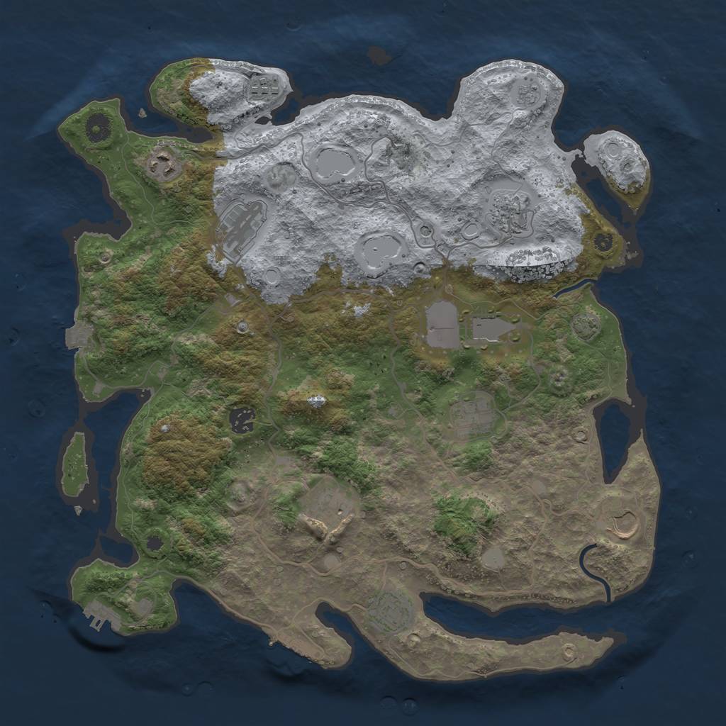 Rust Map: Procedural Map, Size: 4000, Seed: 1461571286, 18 Monuments