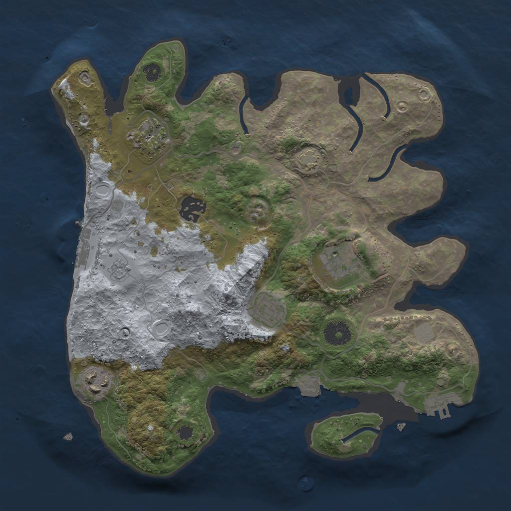 Rust Map: Procedural Map, Size: 3000, Seed: 768205, 12 Monuments