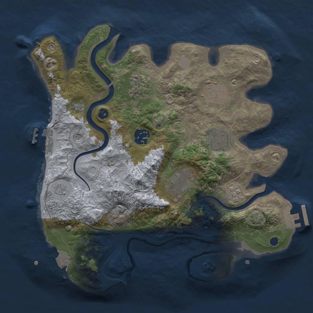 Rust Map: Procedural Map, Size: 3000, Seed: 768205, 12 Monuments