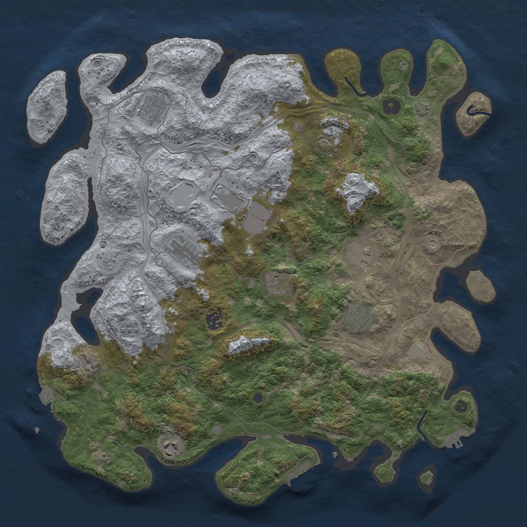 Rust Map: Procedural Map, Size: 4500, Seed: 1296791892, 18 Monuments